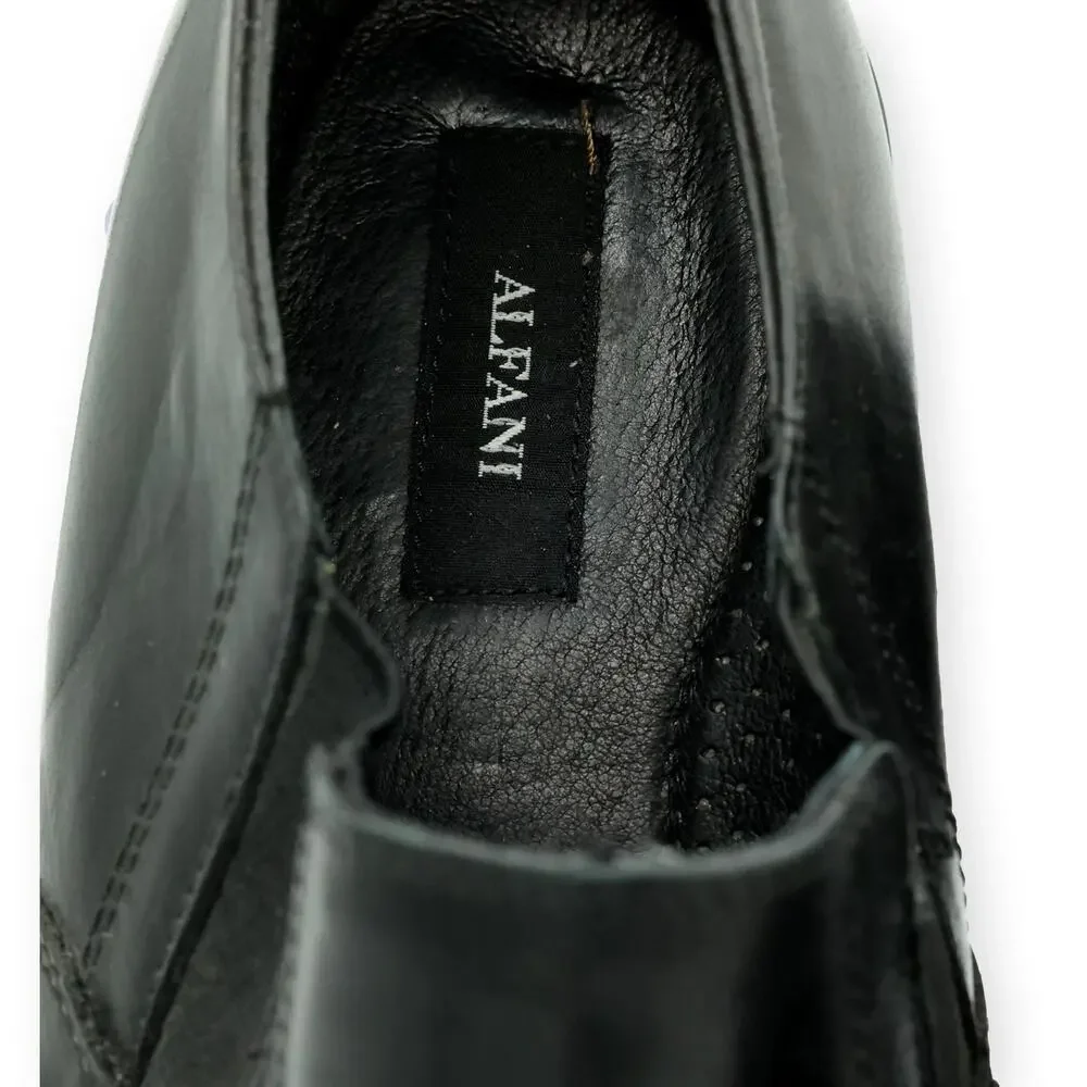 Alfani Black Leather Mens Dress Loafers Slip On 12M NWOB